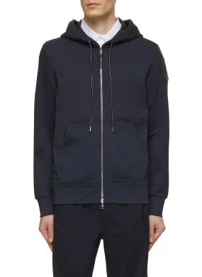 -----------MONCLER ---- ------------ ----Leather Drawstring Zip Up Hoodie --