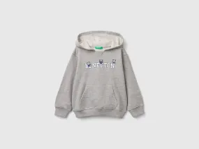 100% cotton hoodie - Light Gray | Benetton