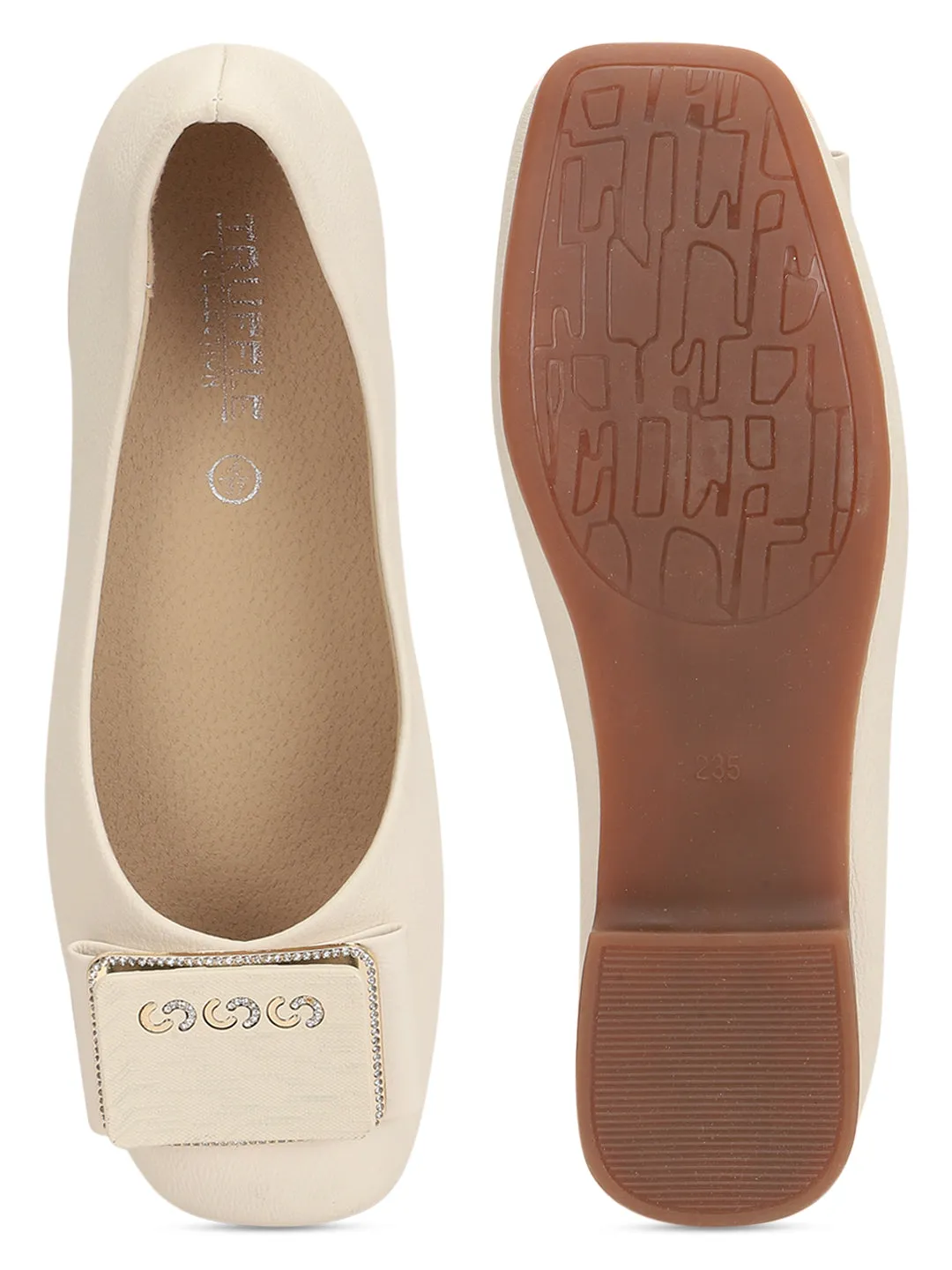 Beige PU Ballerina Flats (TC-RS3631-BEIG)