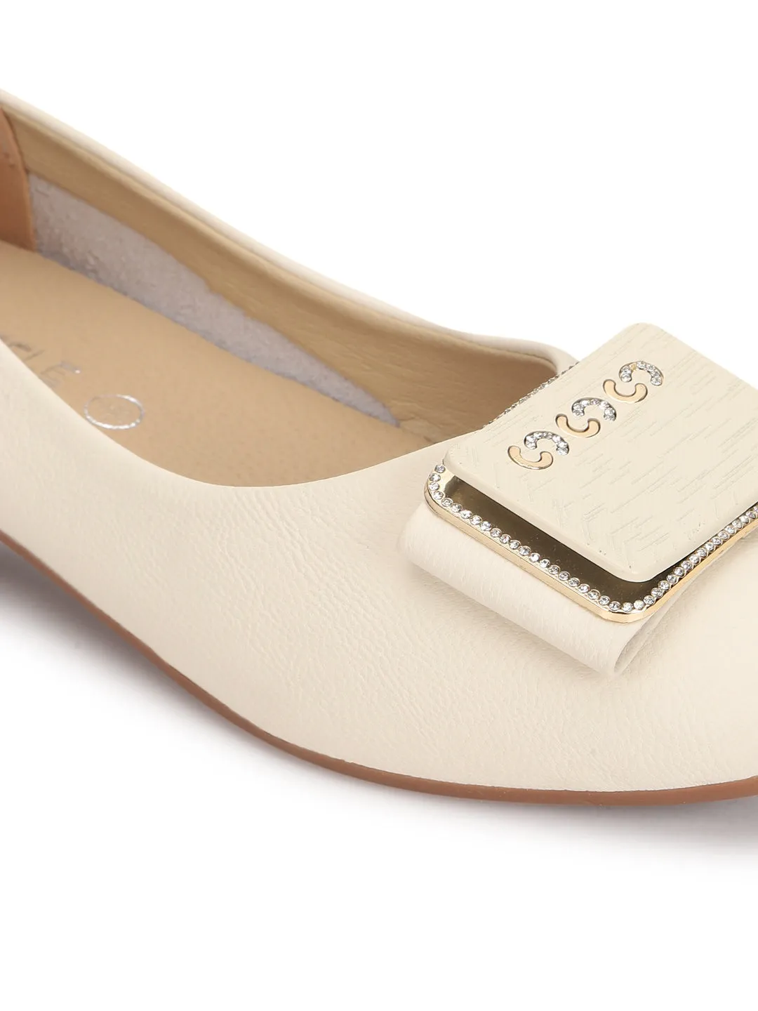 Beige PU Ballerina Flats (TC-RS3631-BEIG)