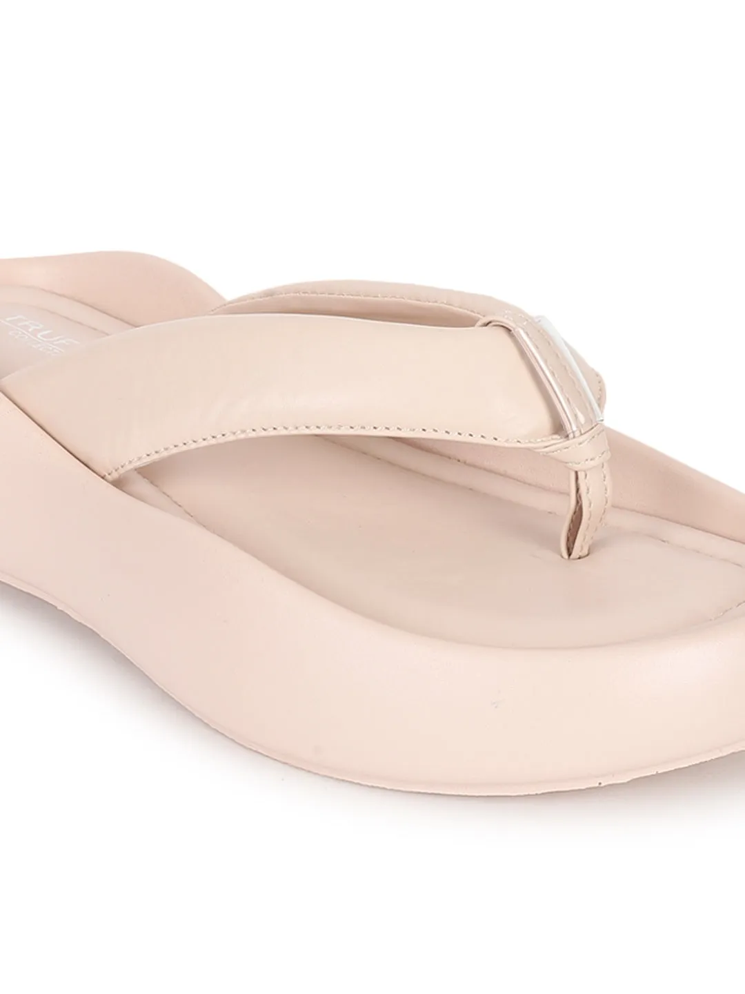 Beige PU T-Strap Stylish Flats (TC-RS3582-BEIG)