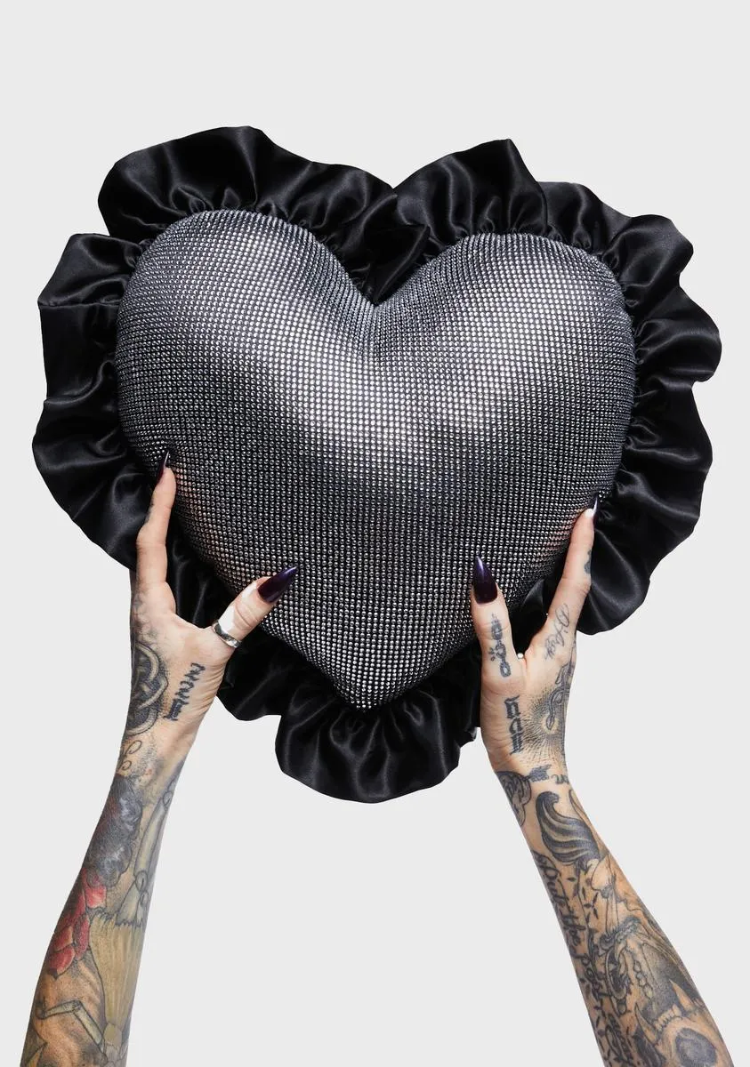 Billionaire Bling Rhinestone Heart Pillow-