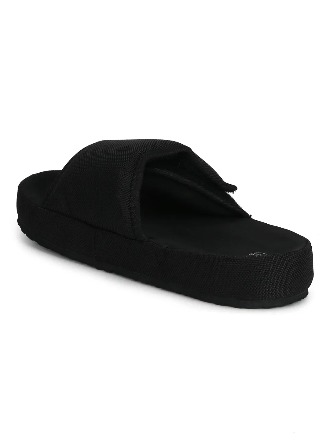 Black Broad Strap Slip-on Flats