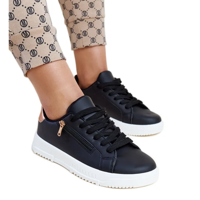 Black sneakers with a zipper on the side Shanna