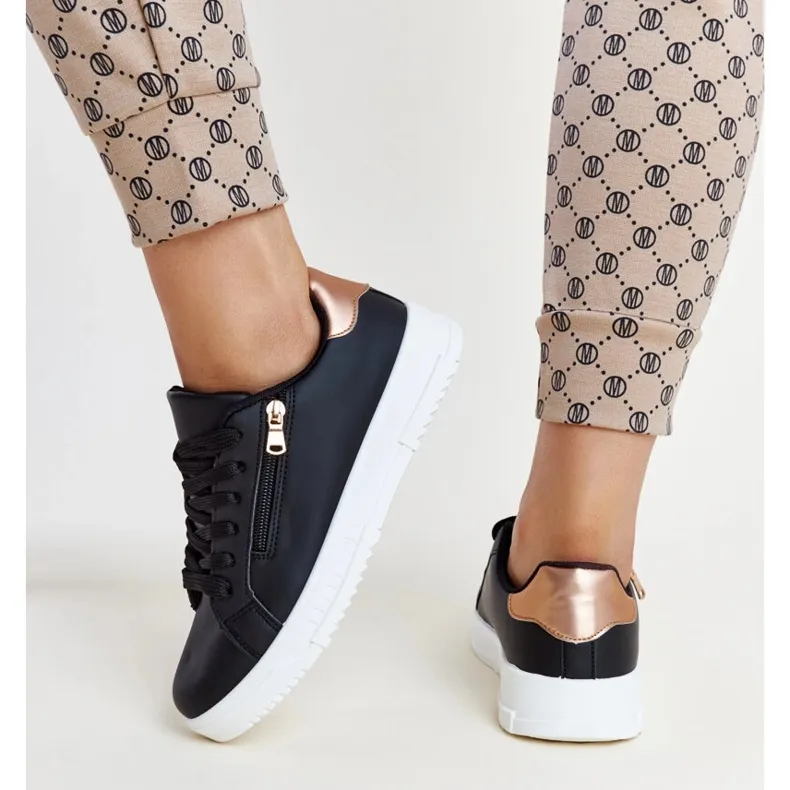 Black sneakers with a zipper on the side Shanna