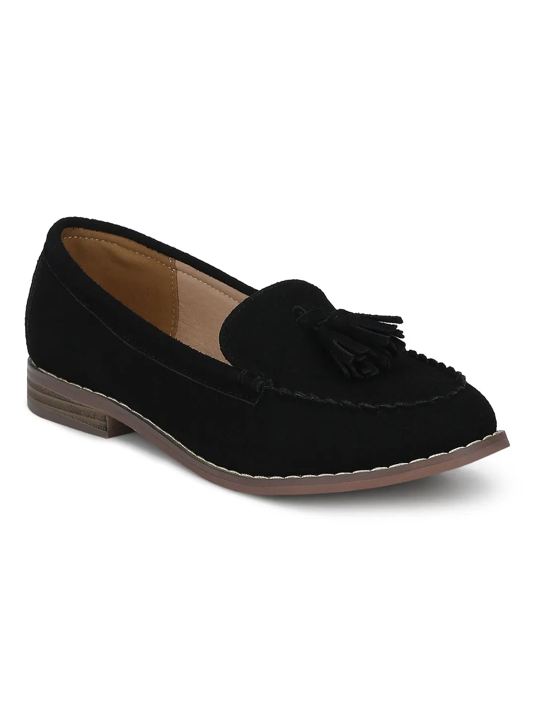 Black Suede Tassel Loafer Flats