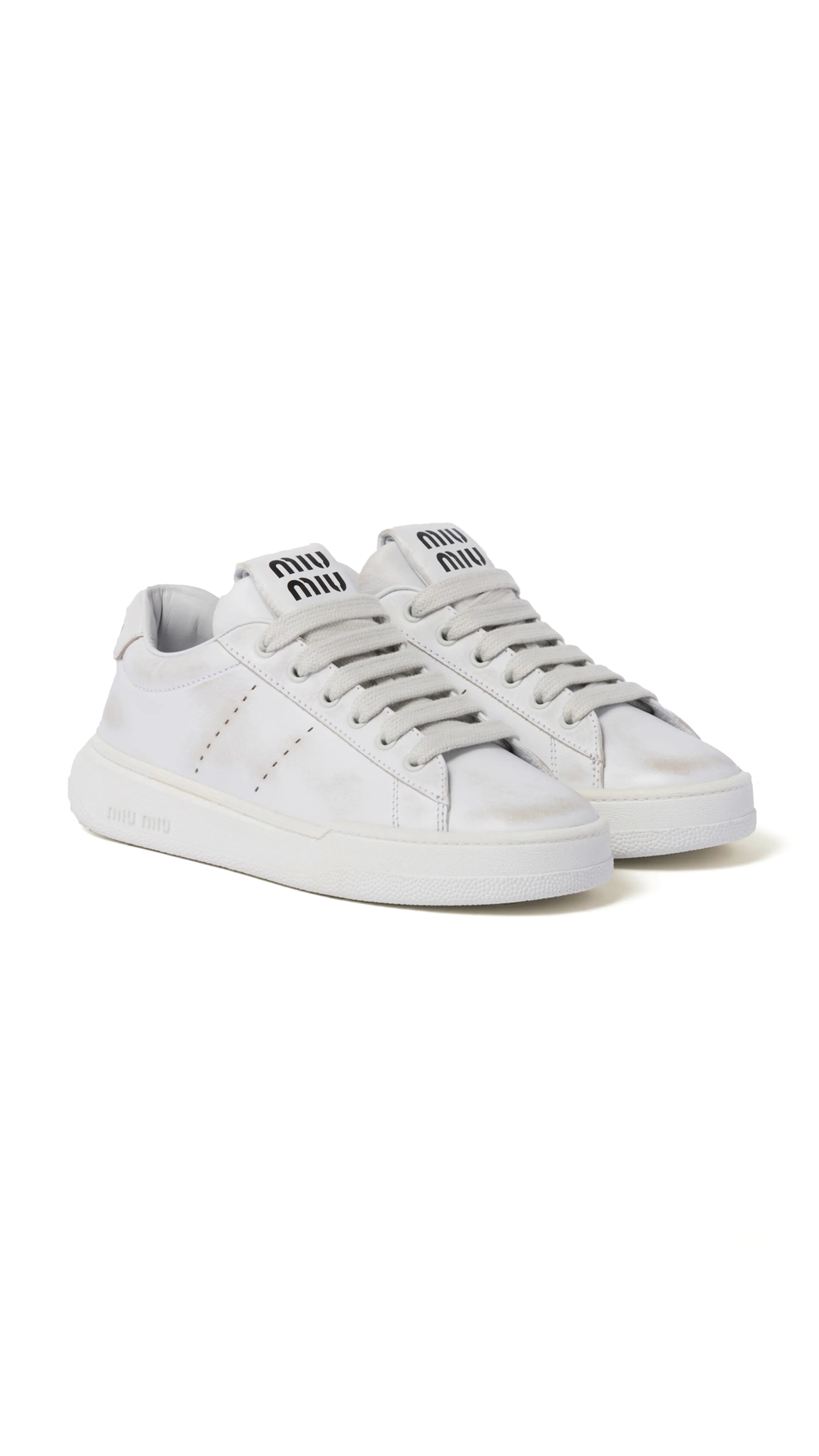 Bleached Leather Sneakers - White