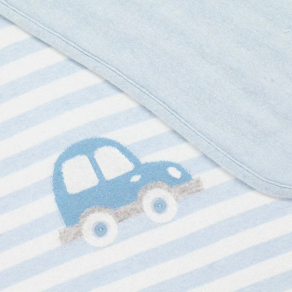 Boys Blue & White Wool Blanket (93cm)