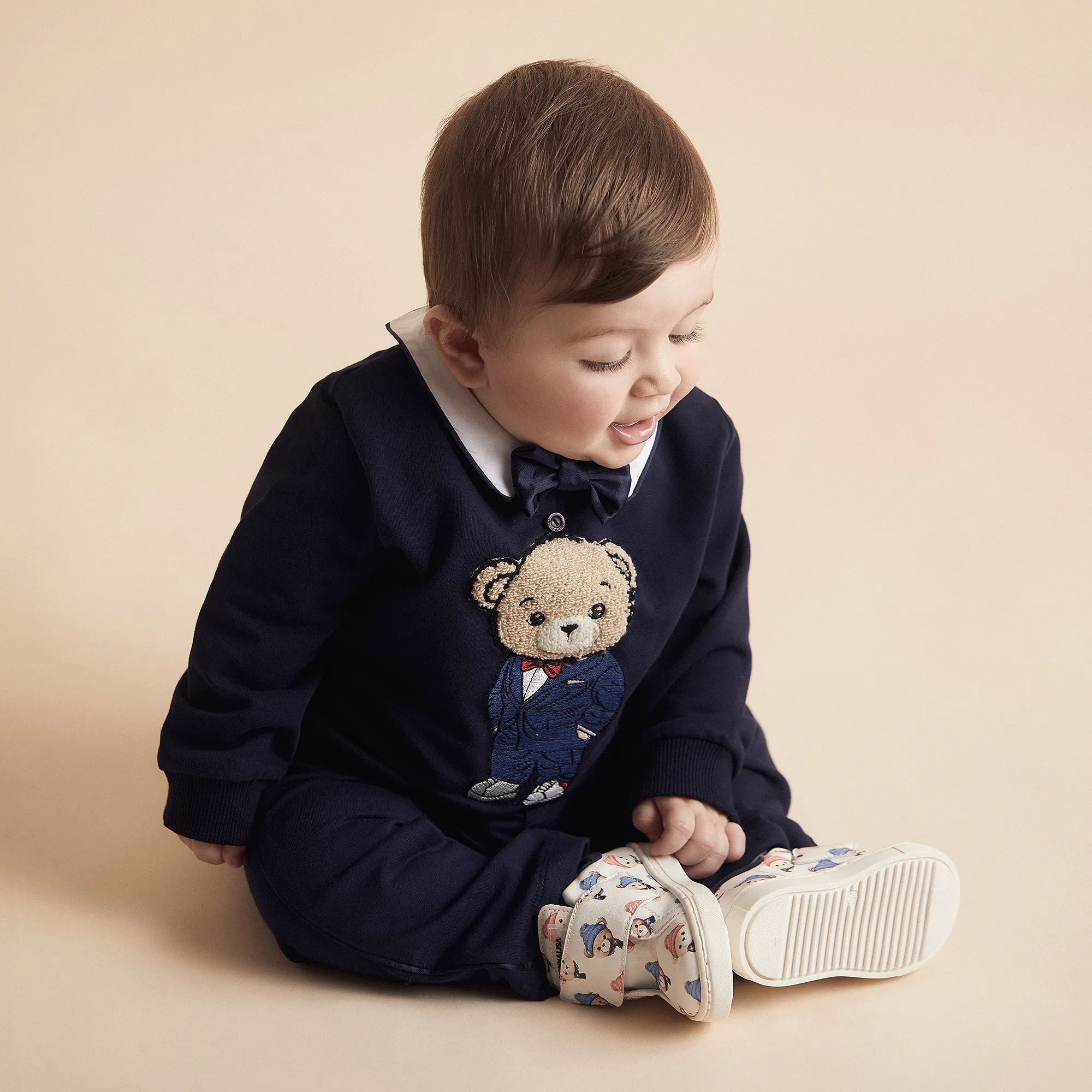 Boys White Teddy Bear Trainers