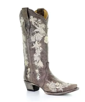 Corral Women's Flower Embroidery Snip Toe Boot