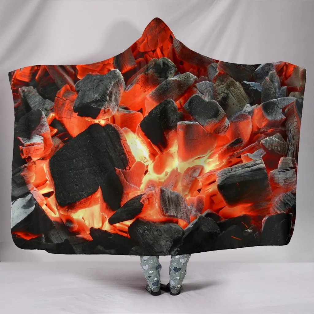 Cozy Barbecue Charcoals Plush Hooded Wearable Blanket