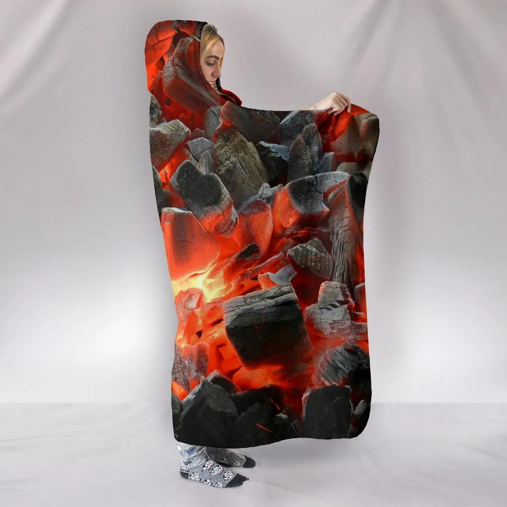 Cozy Barbecue Charcoals Plush Hooded Wearable Blanket