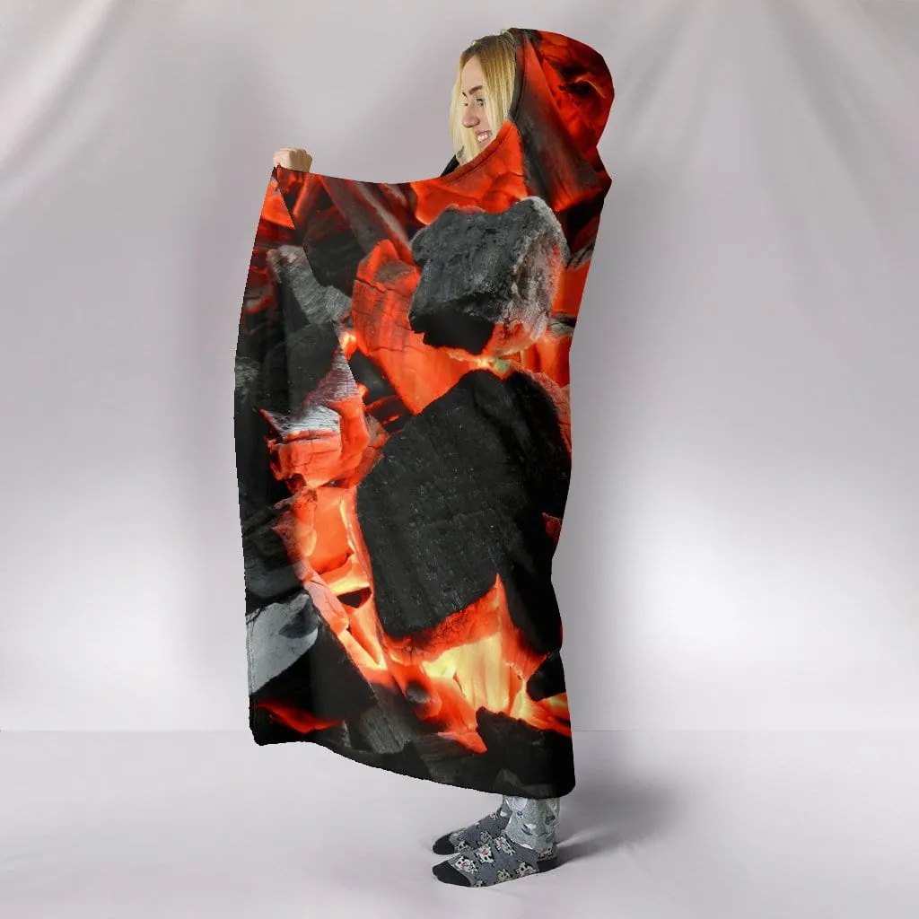 Cozy Barbecue Charcoals Plush Hooded Wearable Blanket