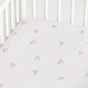 Crate&Barrel Charcoal Heart Organic Cotton Baby Crib Fitted Sheet by Leanne Ford