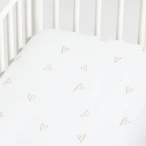 Crate&Barrel Clay Heart Organic Cotton Baby Crib Fitted Sheet by Leanne Ford