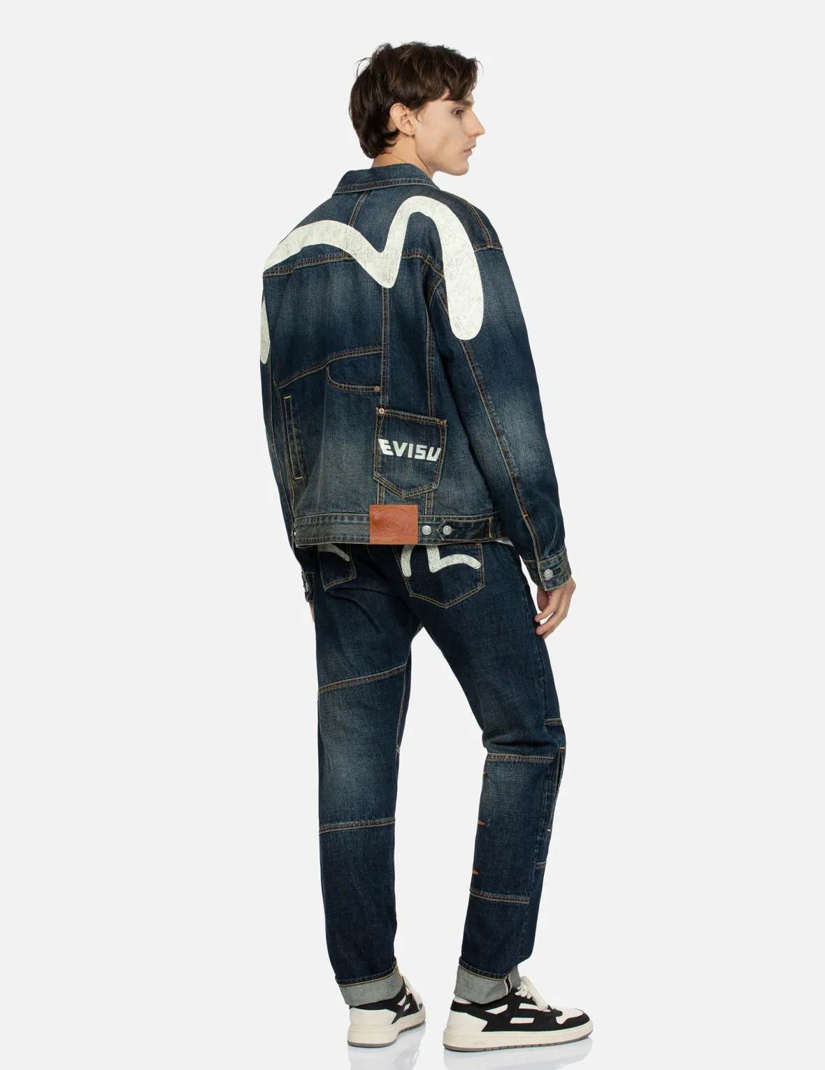 Daicock Print Loose Fit Deconstructed Denim Jacket