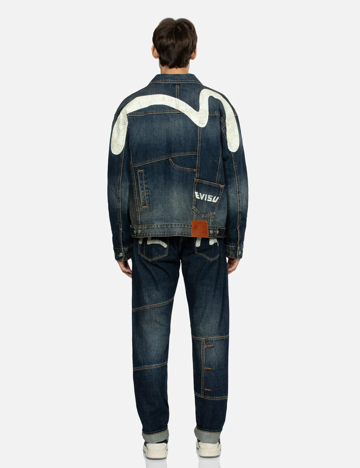 Daicock Print Loose Fit Deconstructed Denim Jacket