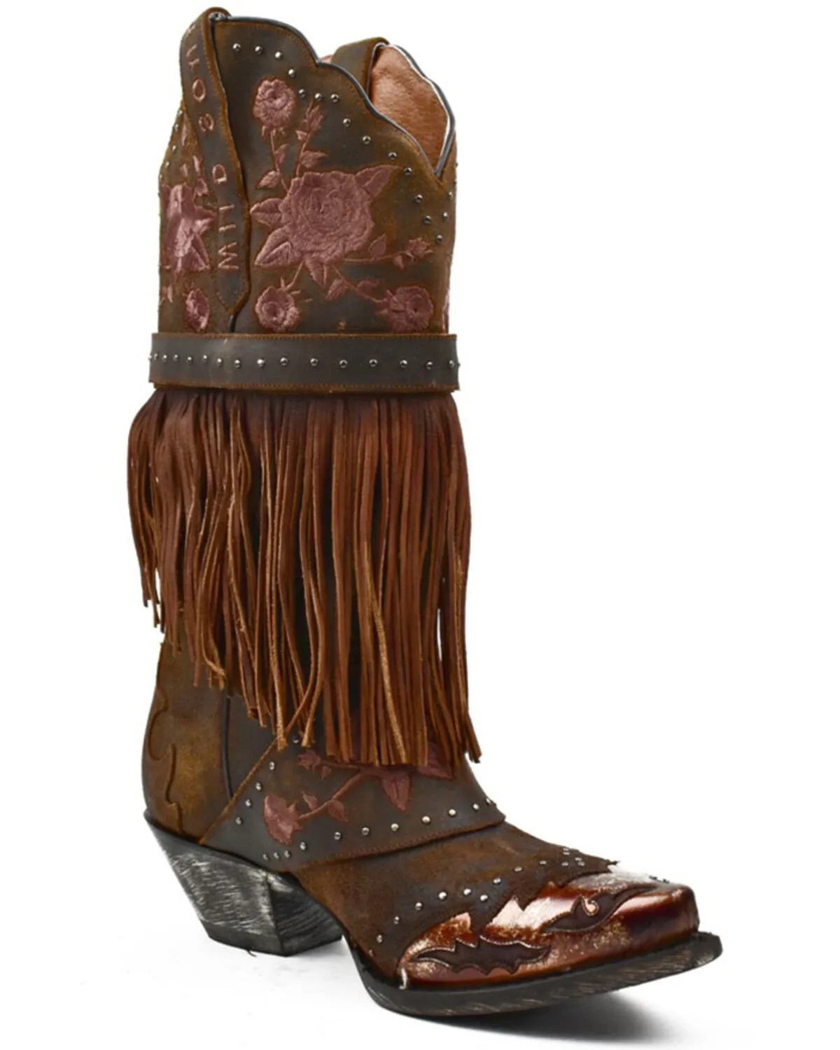 Dan Post Women's Bed of Roses Fringe Embroidered Western Boot - Snip Toe