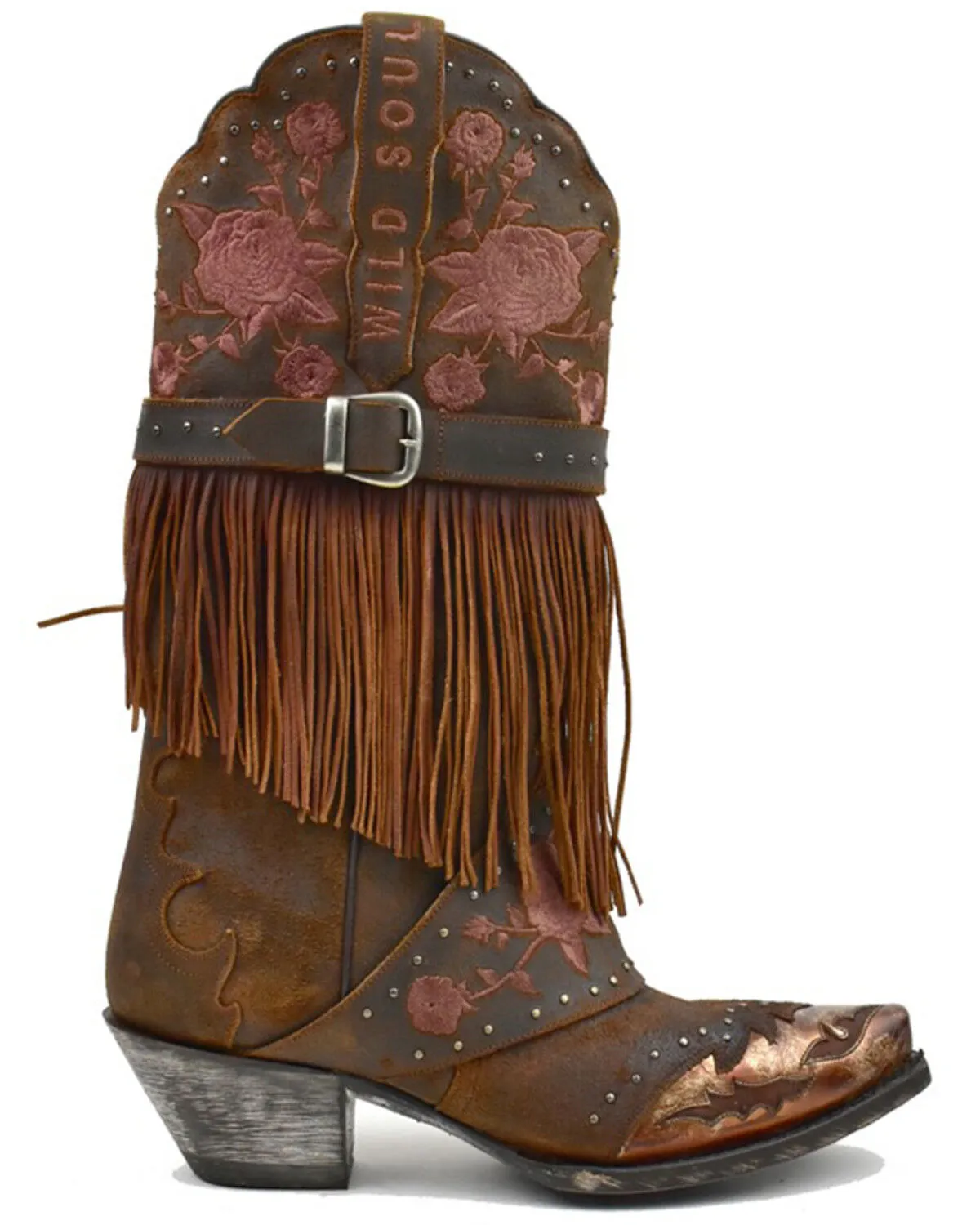 Dan Post Women's Bed of Roses Fringe Embroidered Western Boot - Snip Toe