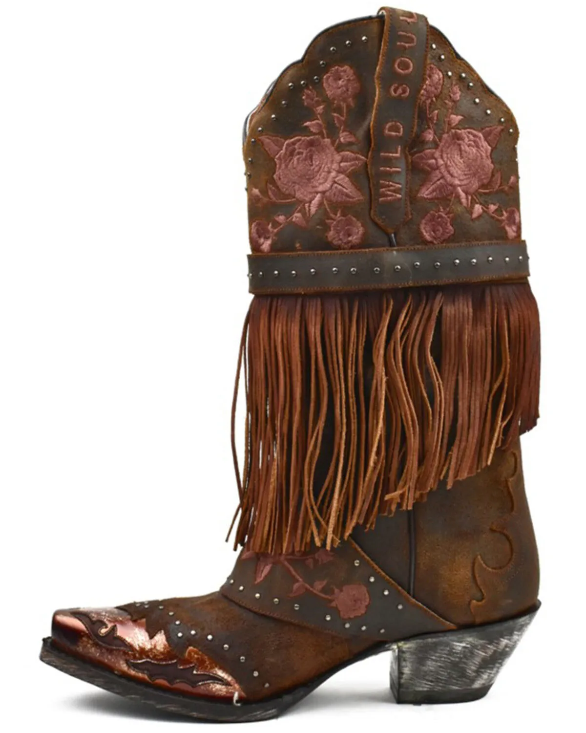 Dan Post Women's Bed of Roses Fringe Embroidered Western Boot - Snip Toe