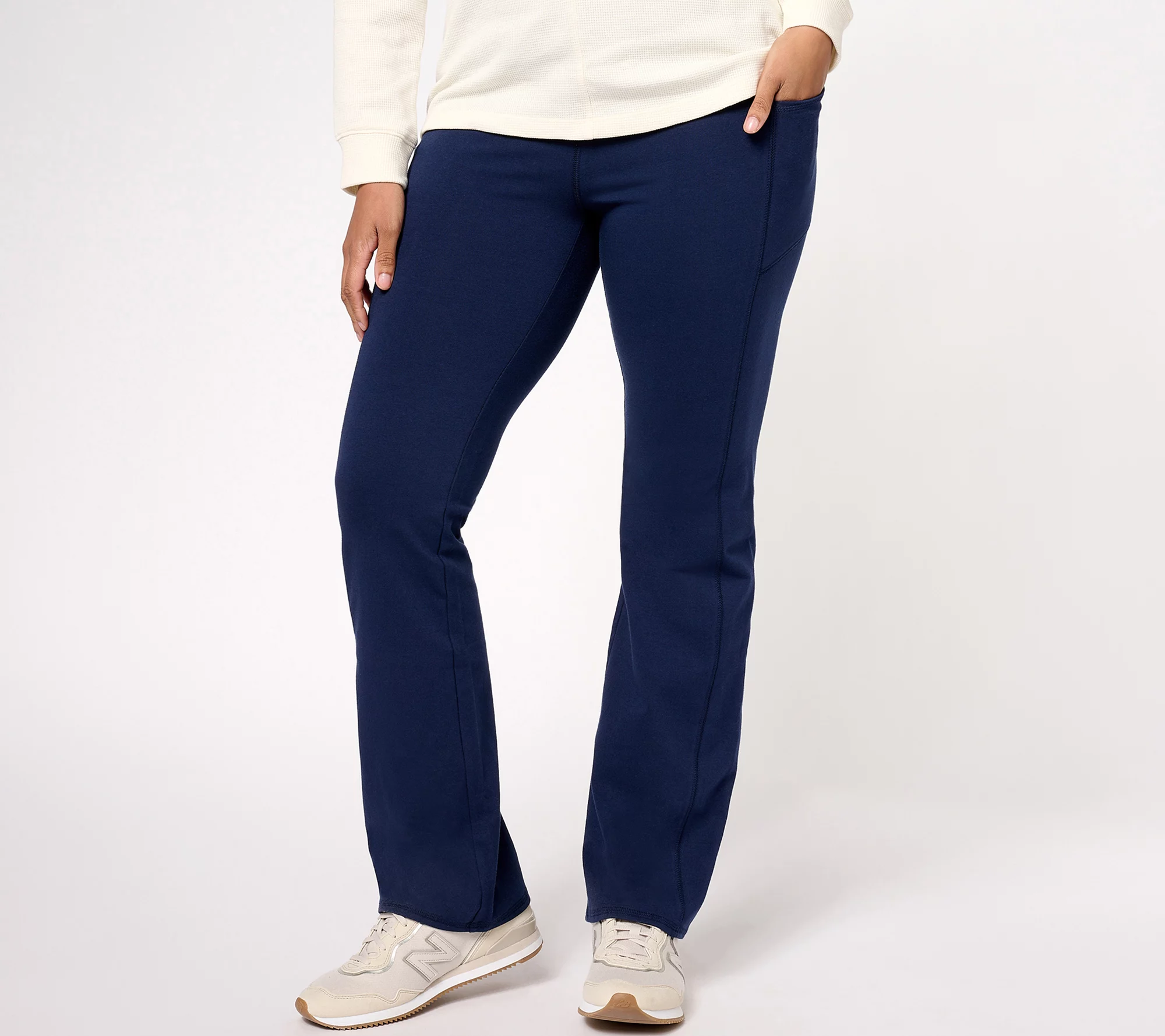 Denim & Co. Active Duo Stretch Petite Lightly Boot Pant w/ Pockets