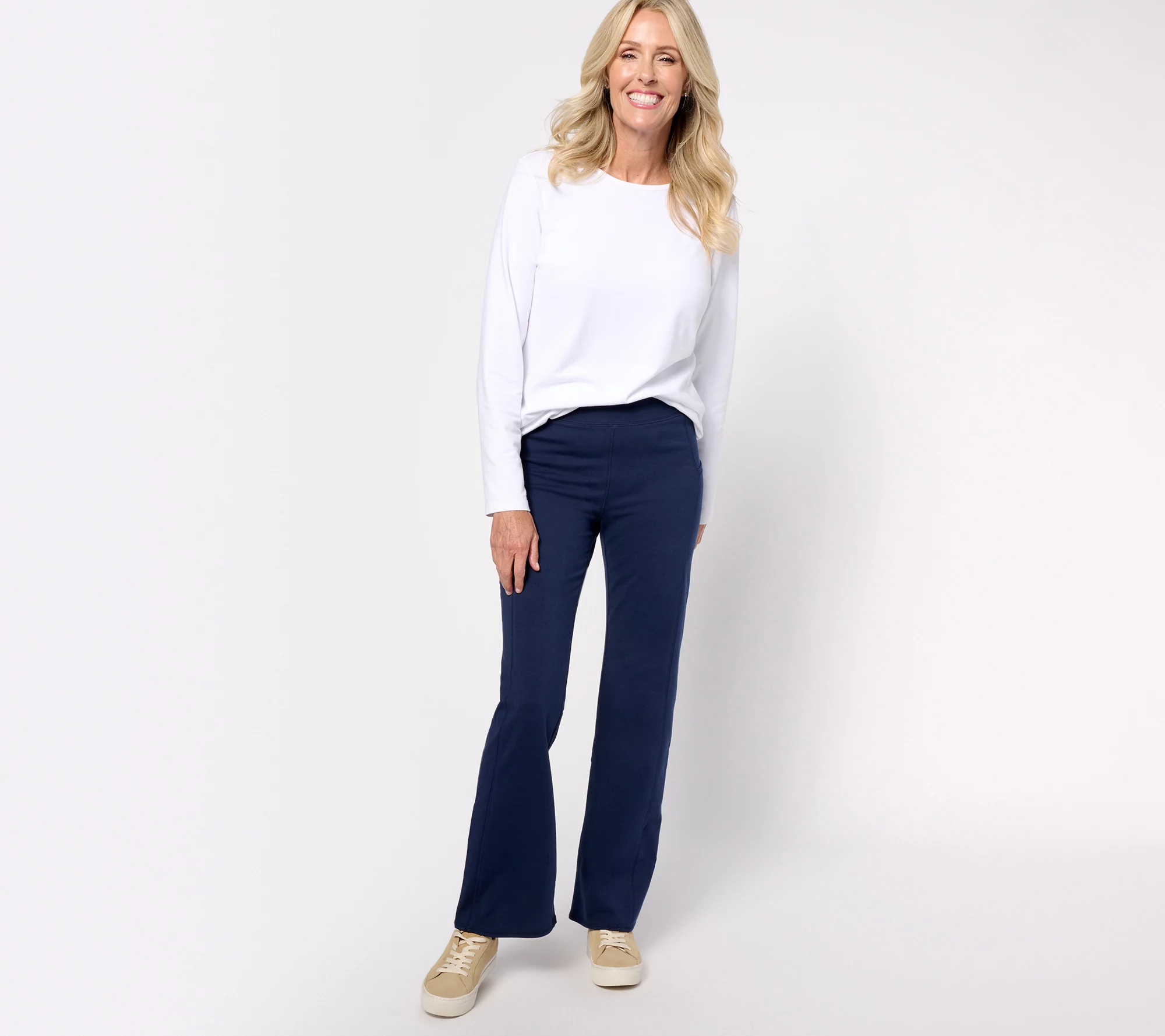 Denim & Co. Active Duo Stretch Petite Lightly Boot Pant w/ Pockets