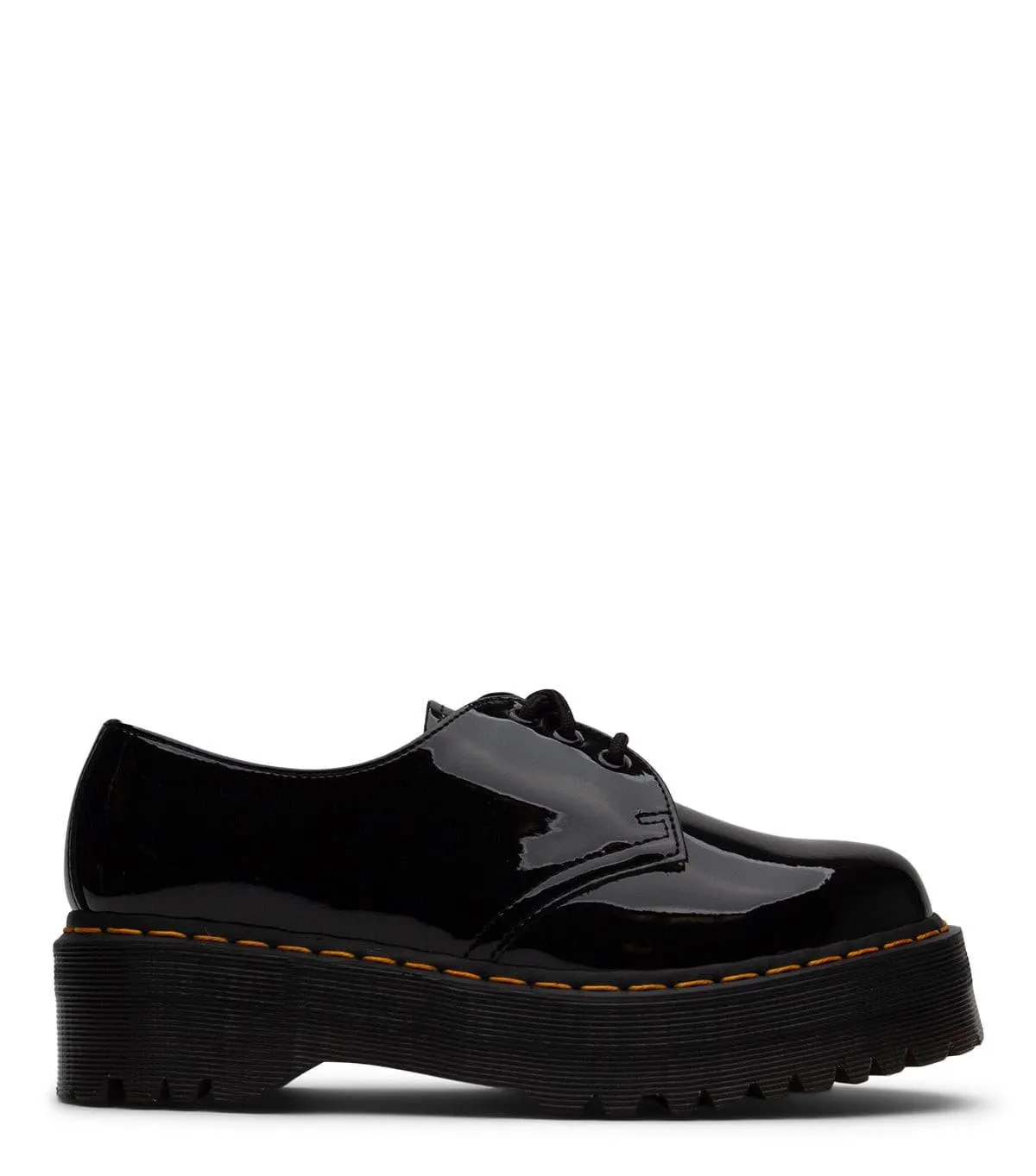 Dr. Martens 1461 Quad Patent Leather Platform Oxford Black