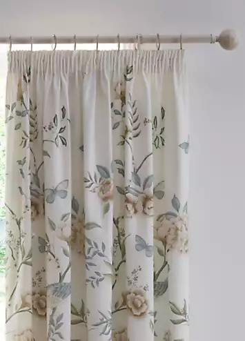 Dreams & Drapes Amelle Pair of Pencil Pleat Curtains with Tie-Backs - Green | Kaleidoscope