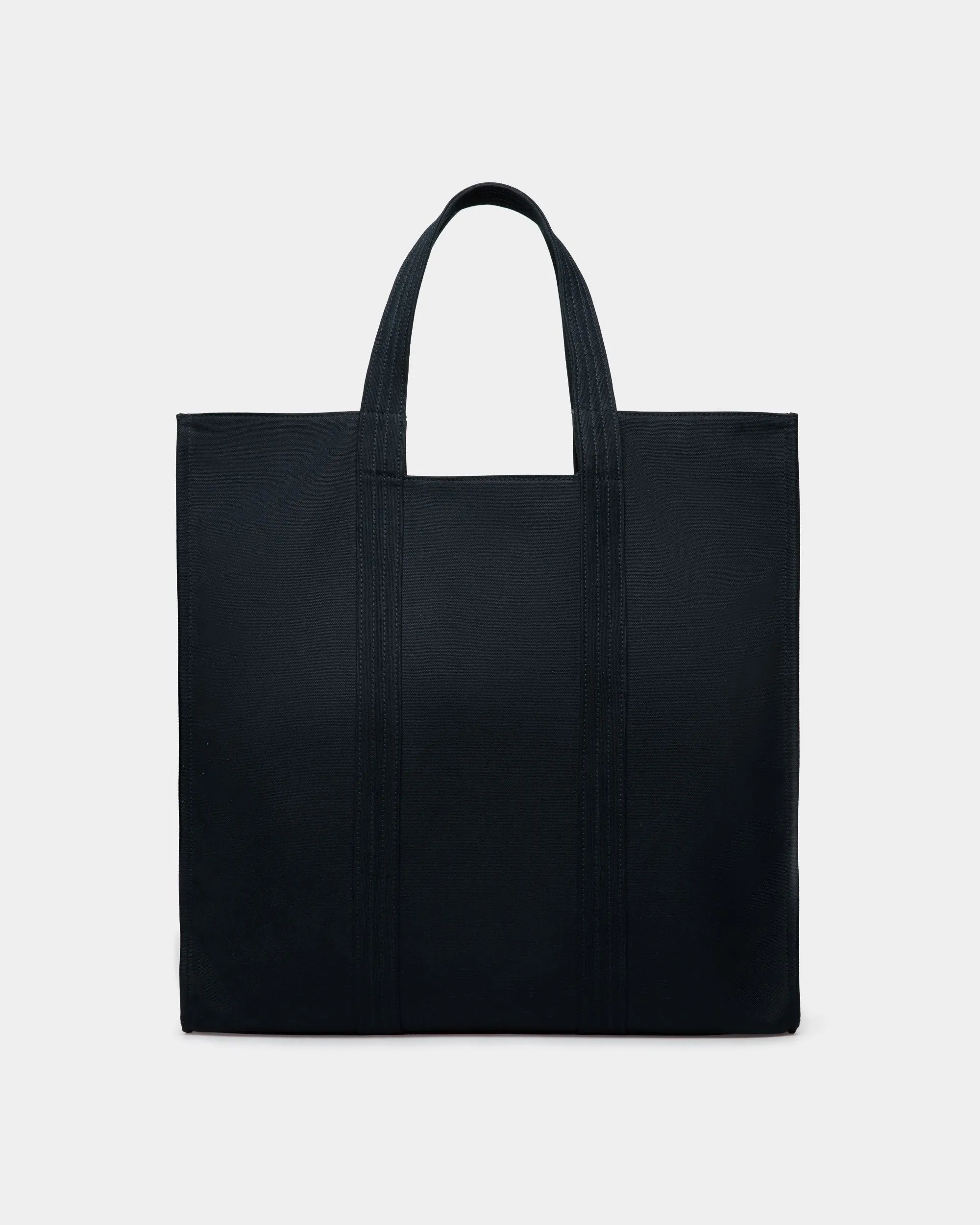 Easy Bally Tote In Navy Blue Cotton Canvas