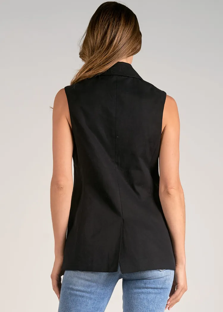 Elan Taylor Long Vest- Black