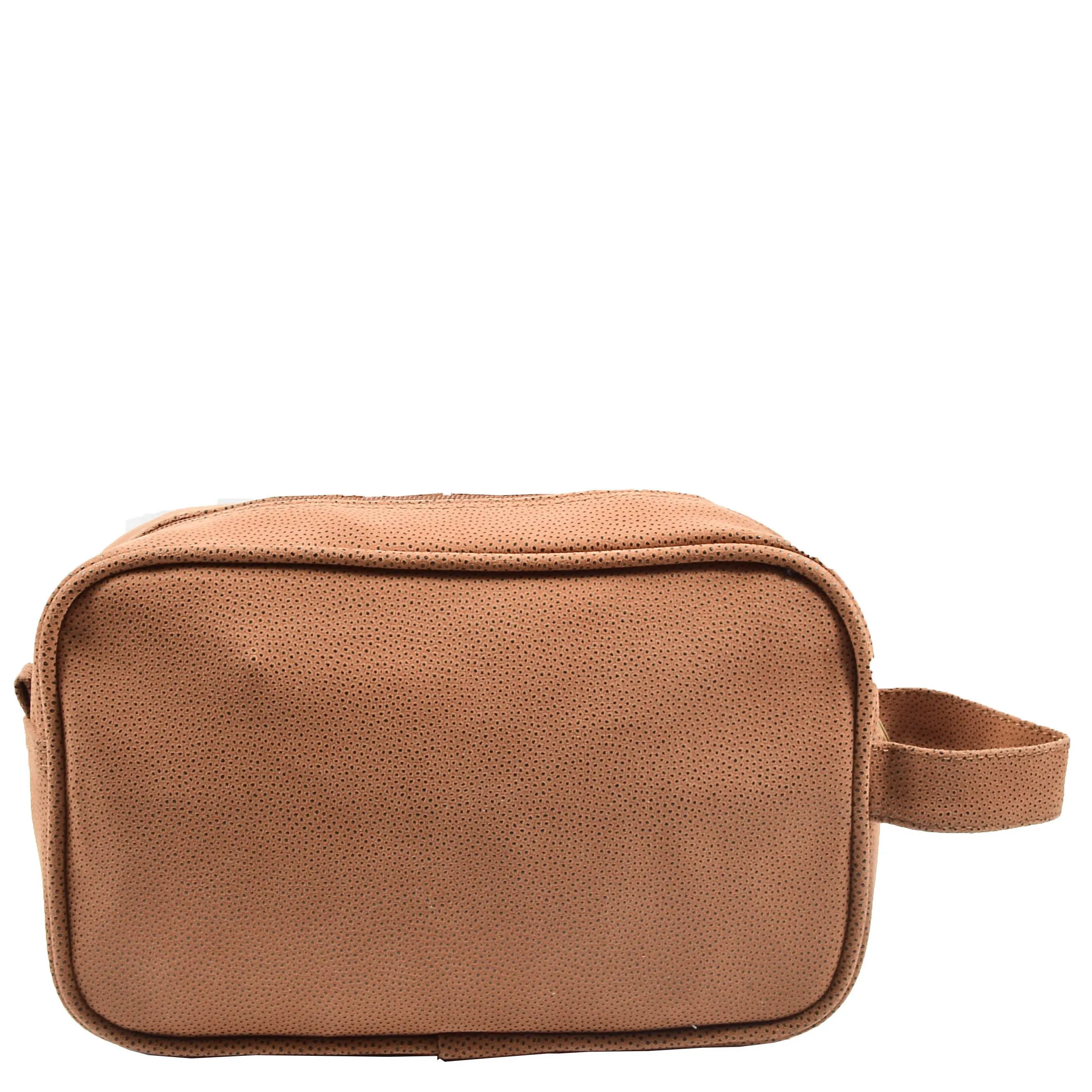 Faux Leather Toiletry Wash Bag Travel HOL8202 Camel