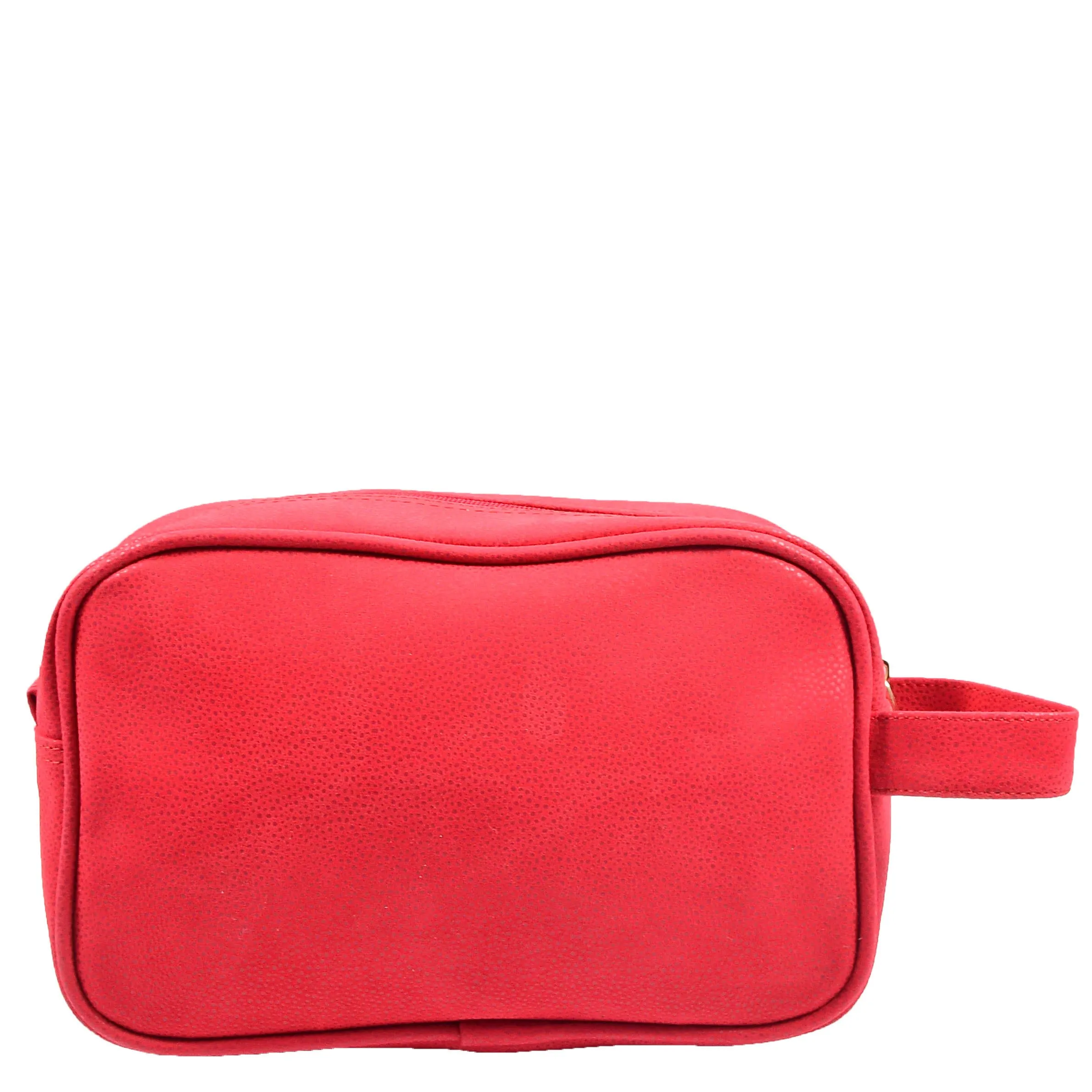 Faux Leather Toiletry Wash Bag Travel HOL8202 Red