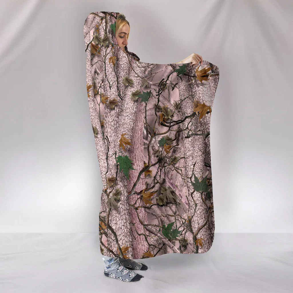 Forest Camoflauge Pink Design Hooded Blanket