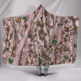 Forest Camoflauge Pink Design Hooded Blanket