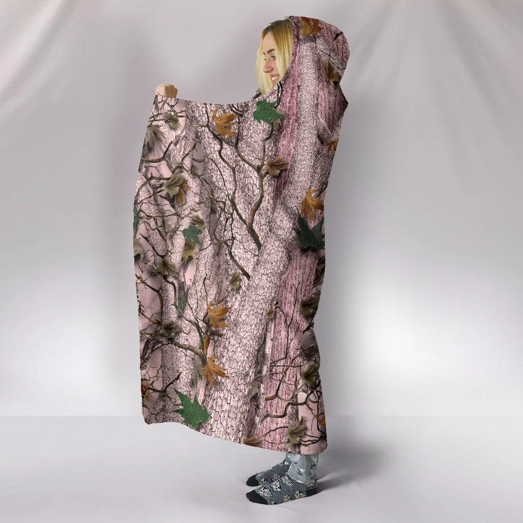 Forest Camoflauge Pink Design Hooded Blanket