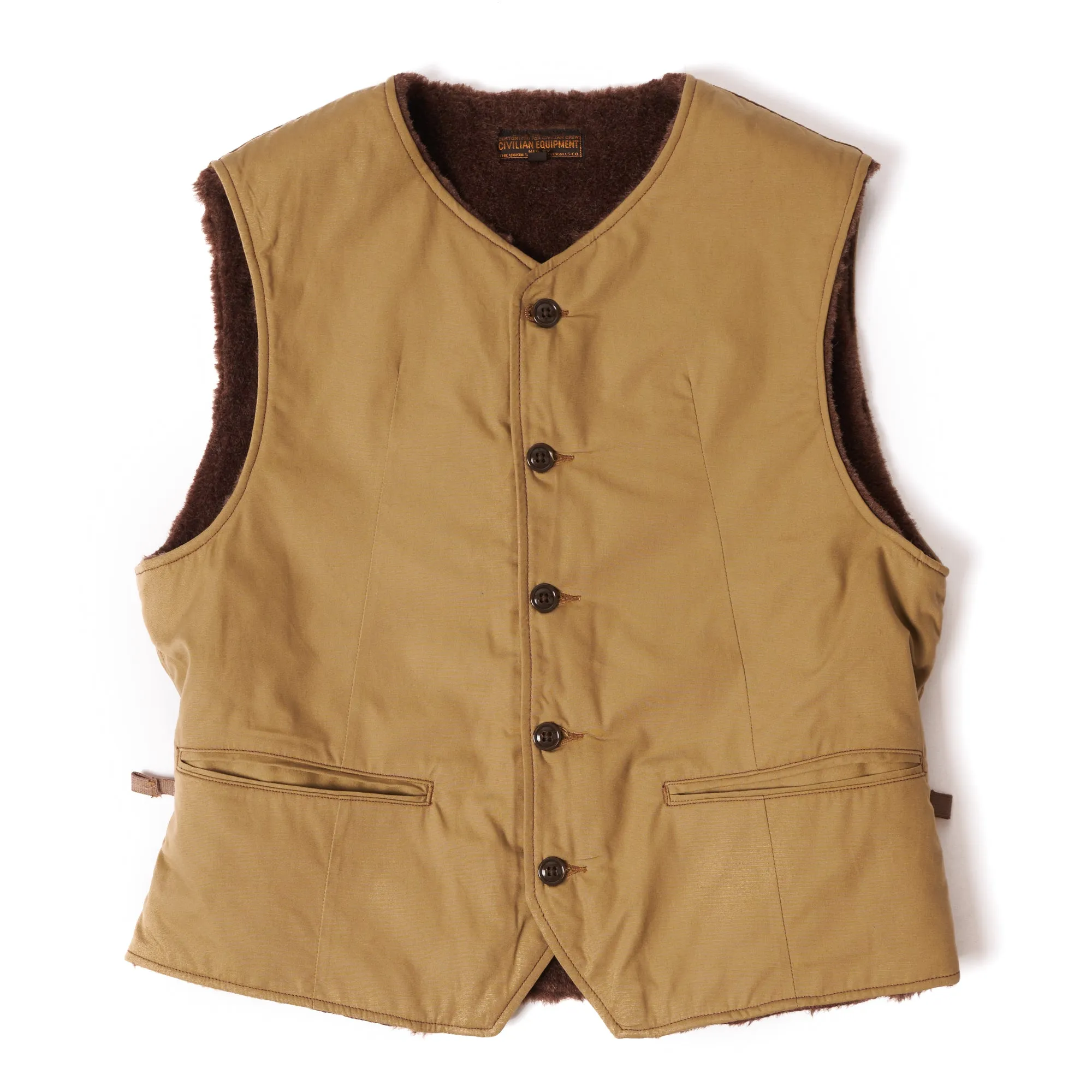 Freewheelers 2131010 'Liberator' Winter Alpaca Vest - Dark Beige