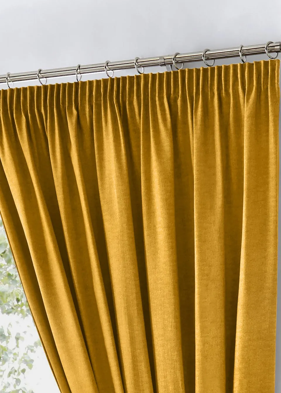 Fusion Dijon Blackout Yellow Pencil Pleat Curtains