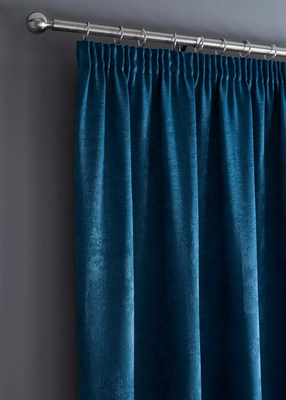 Fusion Galaxy Dim out Woven Blue Pencil Pleat Curtains