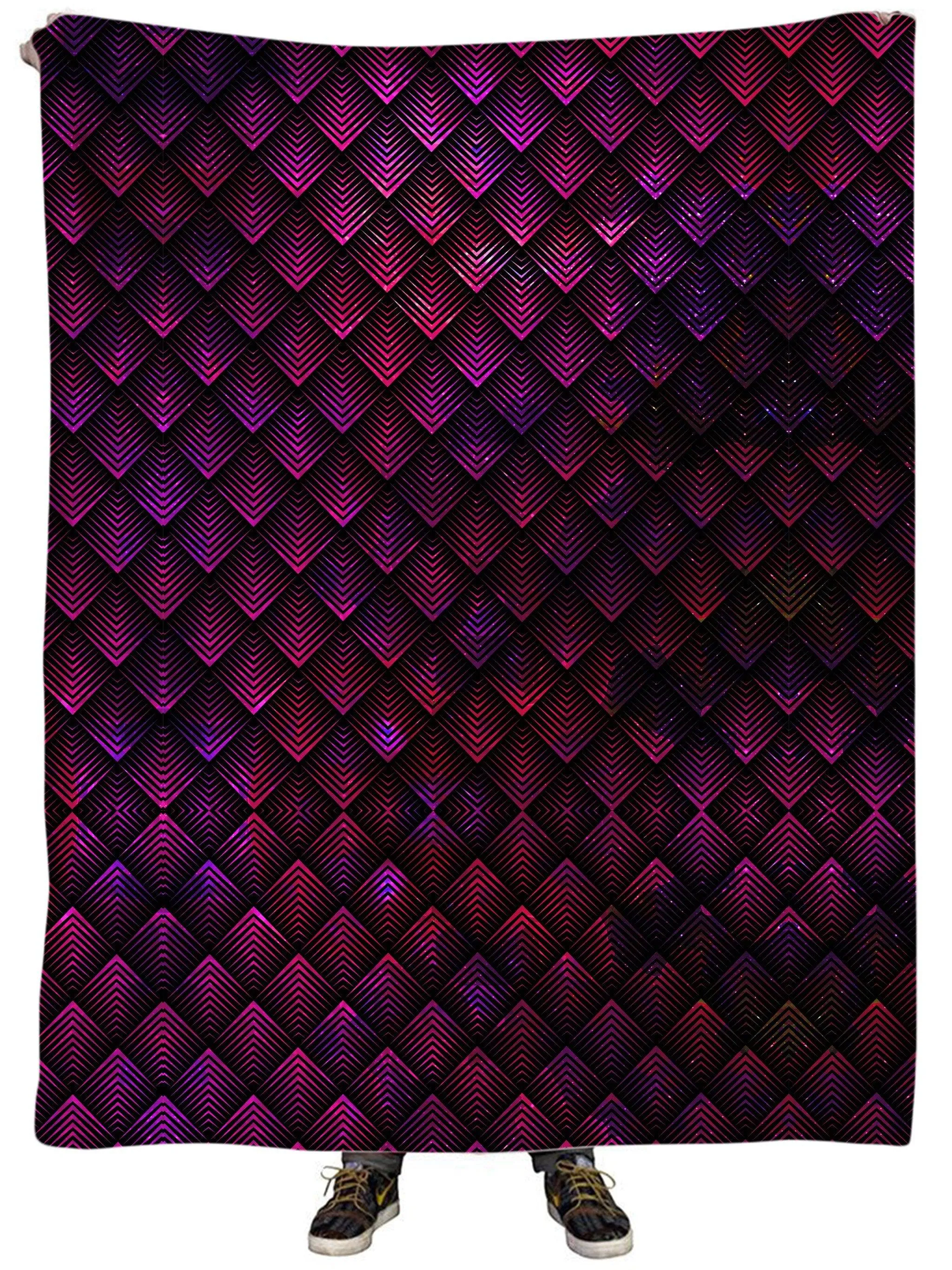 Galactic Dragon Scale Pink Plush Blanket