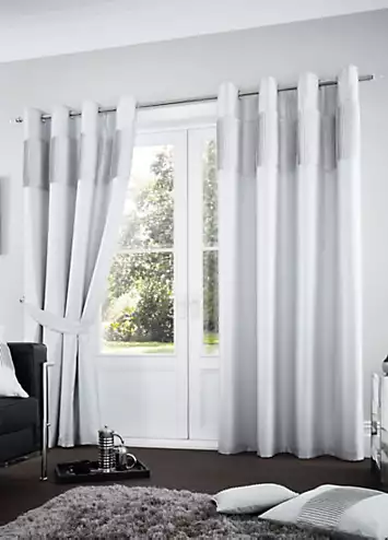 Gaveno Cavailia Fuel Lined Pair of Eyelet Curtains & Tiebacks | Kaleidoscope