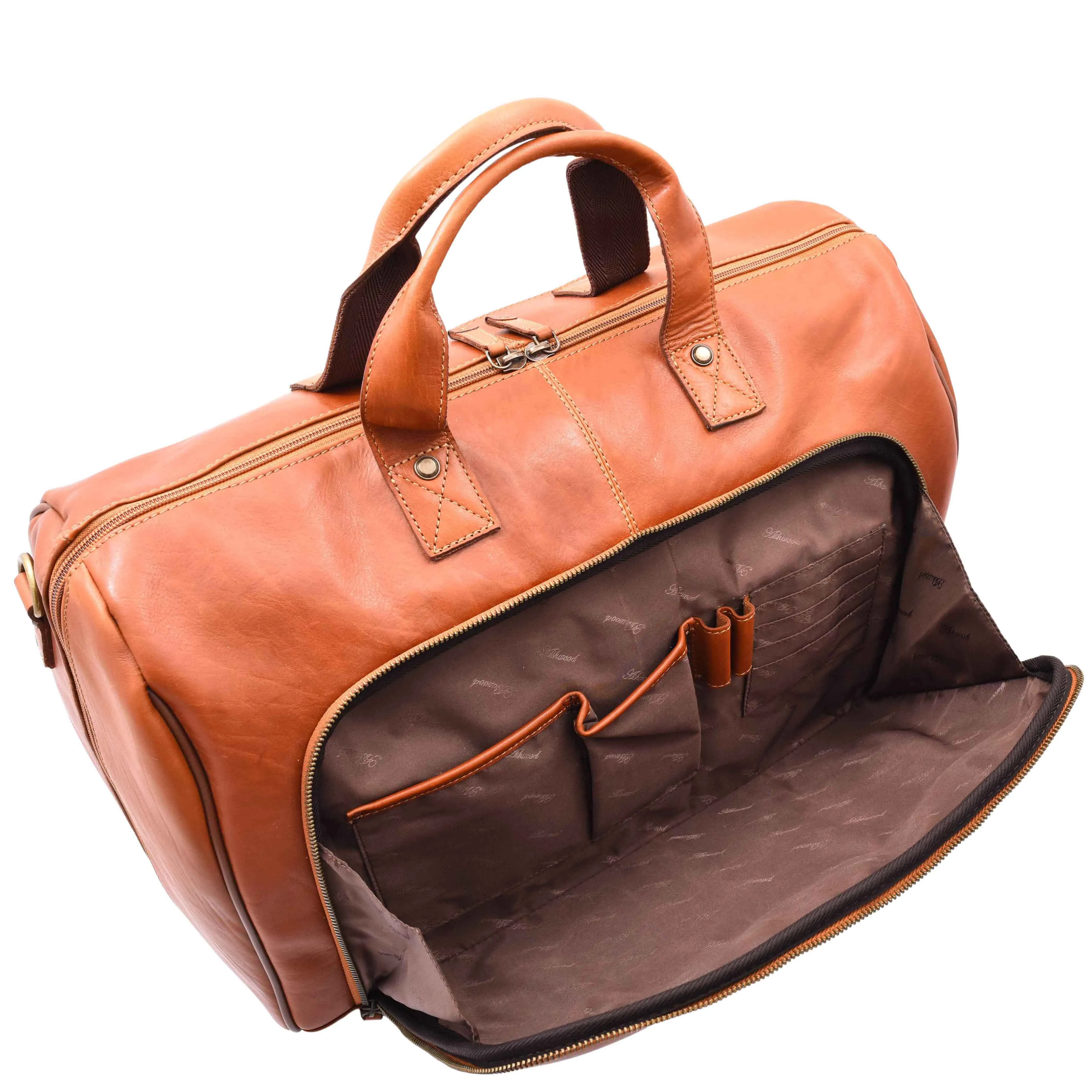 Genuine Leather Travel Holdall Overnight Bag HL015 Honey