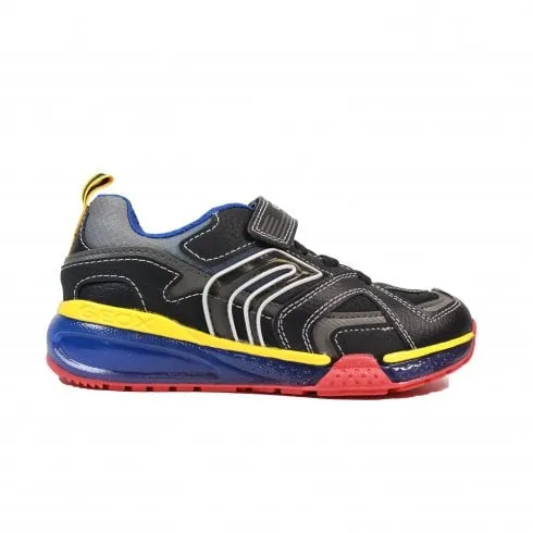 Geox Bayonyc | Black/Multi Colour | Childrens Light Up Trainers