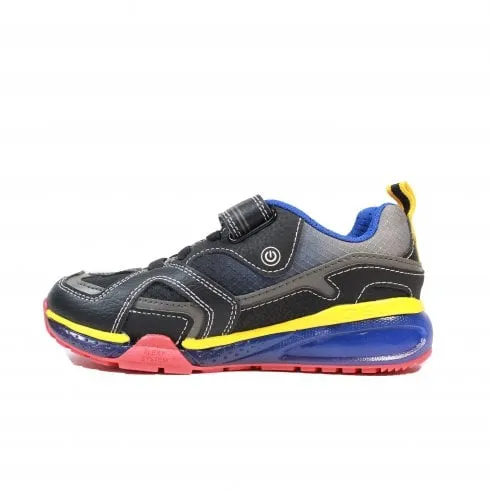 Geox Bayonyc | Black/Multi Colour | Childrens Light Up Trainers