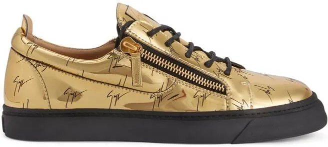 Giuseppe Zanotti Frankie logo metallic sneakers Yellow