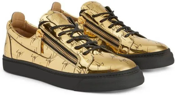 Giuseppe Zanotti Frankie logo metallic sneakers Yellow