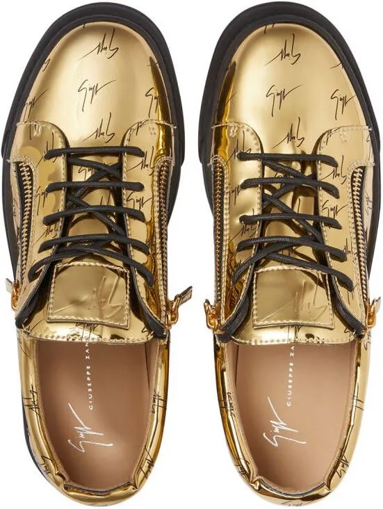 Giuseppe Zanotti Frankie logo metallic sneakers Yellow