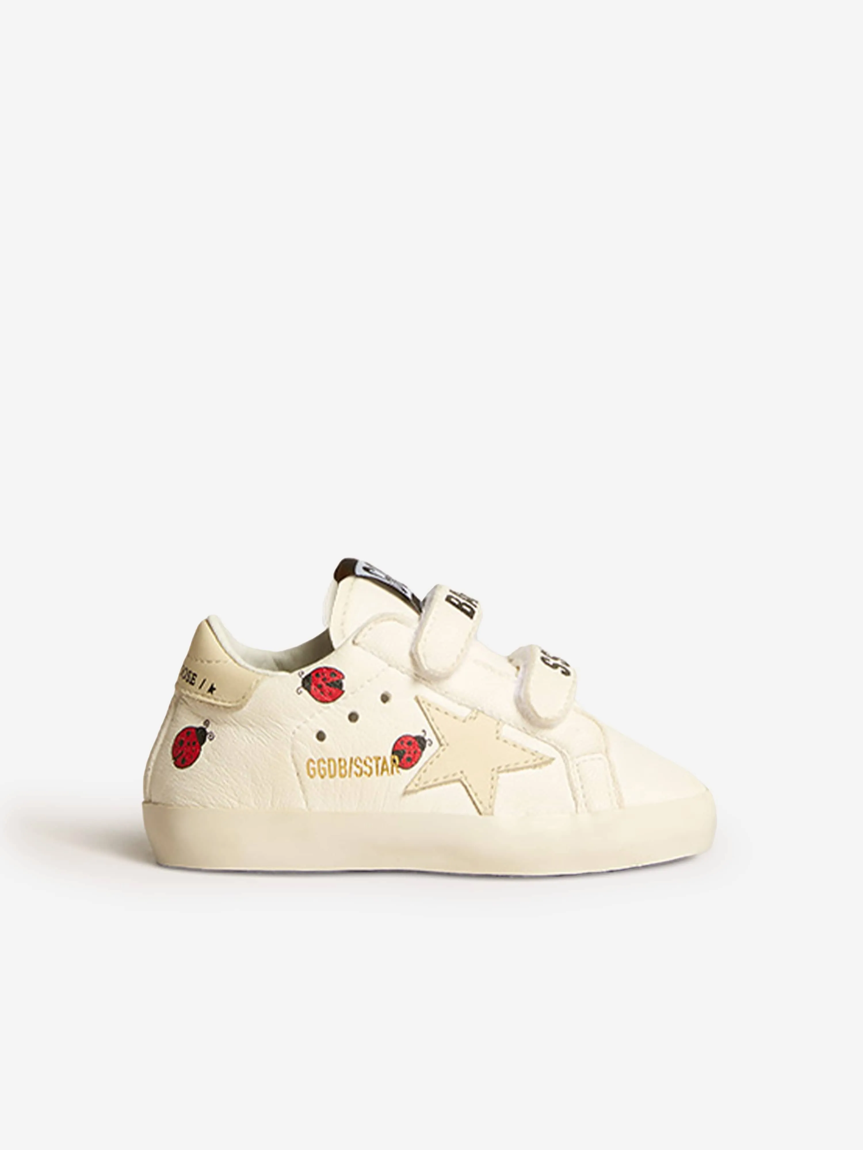 Golden Goose Baby Leather School Star Trainers in Cream