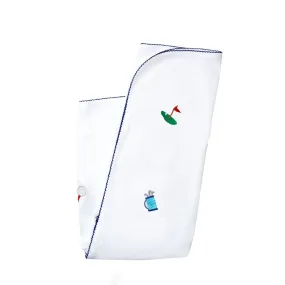 Golf Embroidered Blanket in Blue