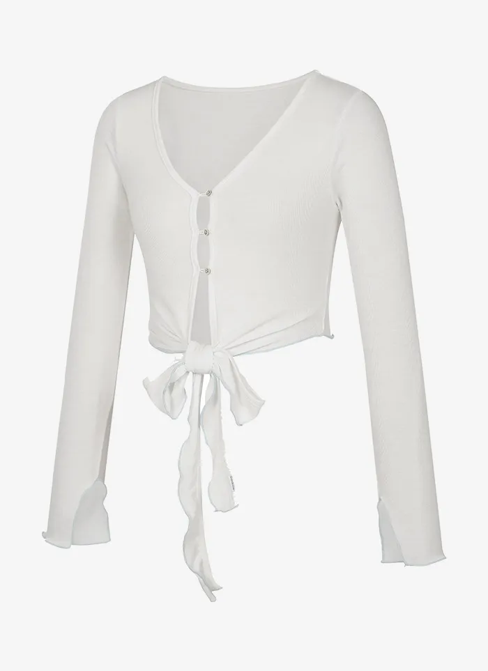 Grande Line Ribbon Tie-up Cardigan