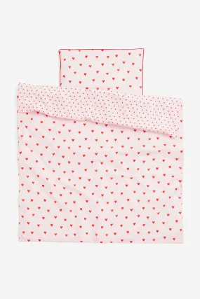 Heart-patterned Crib Duvet Cover Set